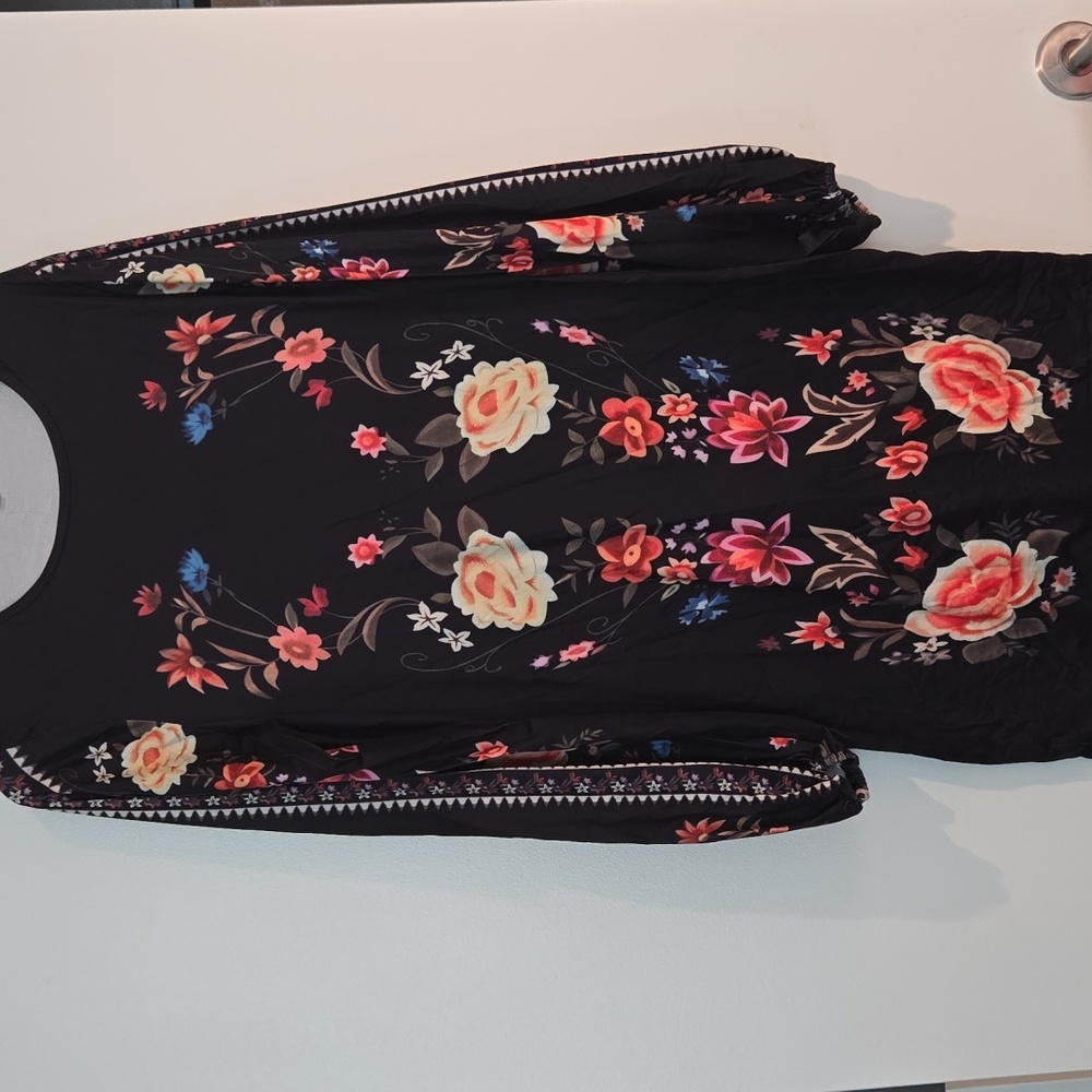 SHEIN Black Floral Midi Dress